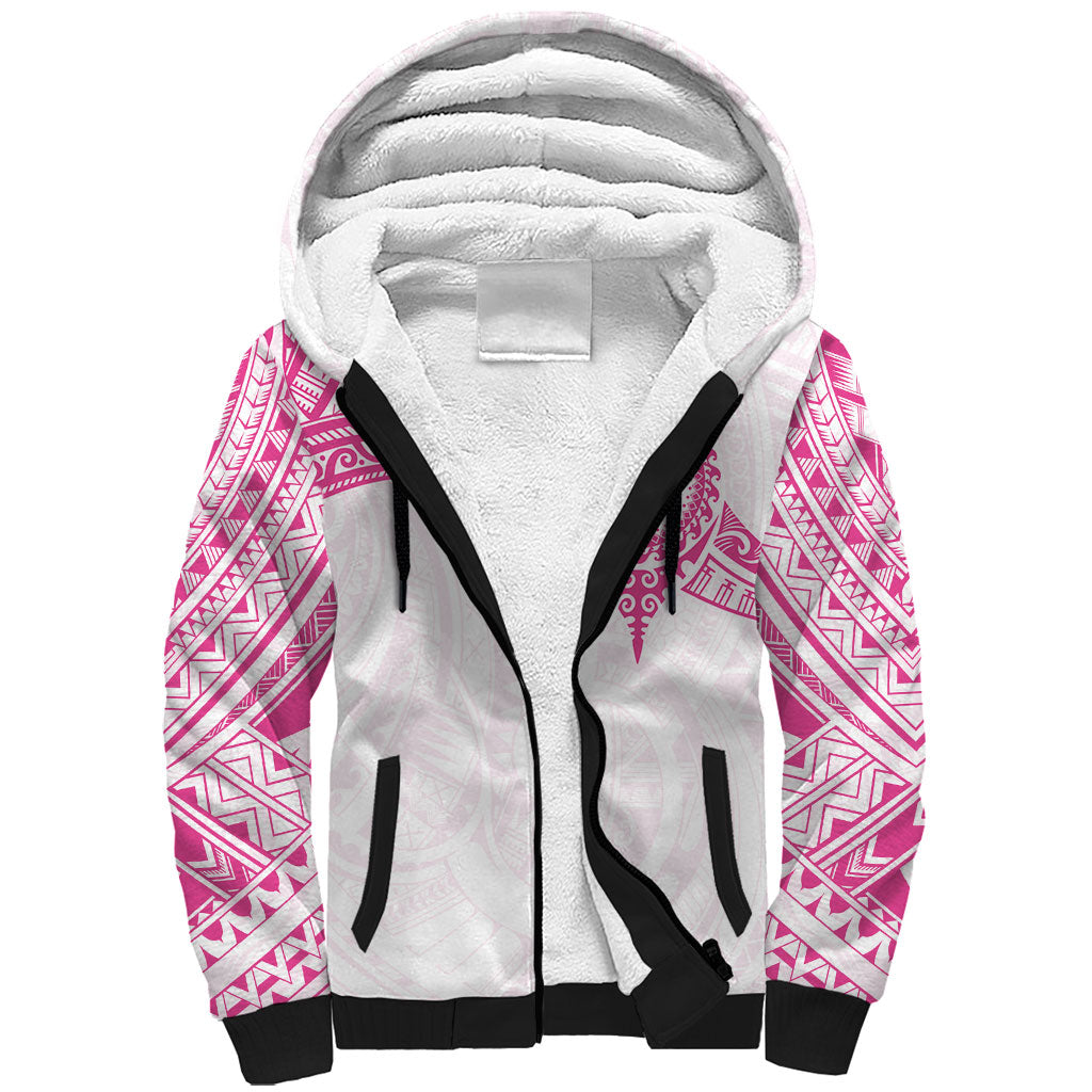 Personalised New Zealand Aotearoa Sherpa Hoodie Nurse Tribal Pink Version LT05 Unisex Pink - Polynesian Pride
