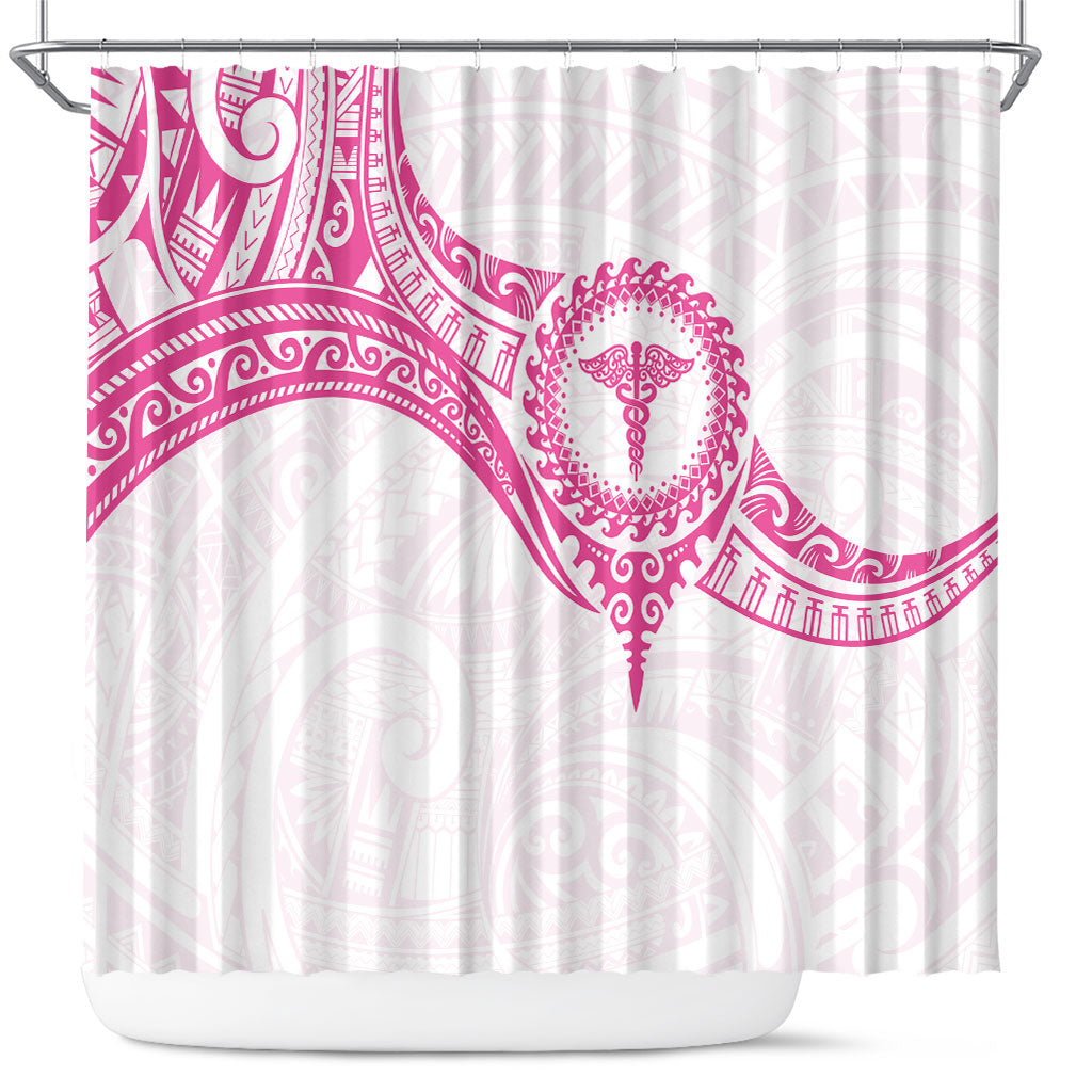 New Zealand Aotearoa Shower Curtain Nurse Tribal Pink Version LT05 Pink - Polynesian Pride