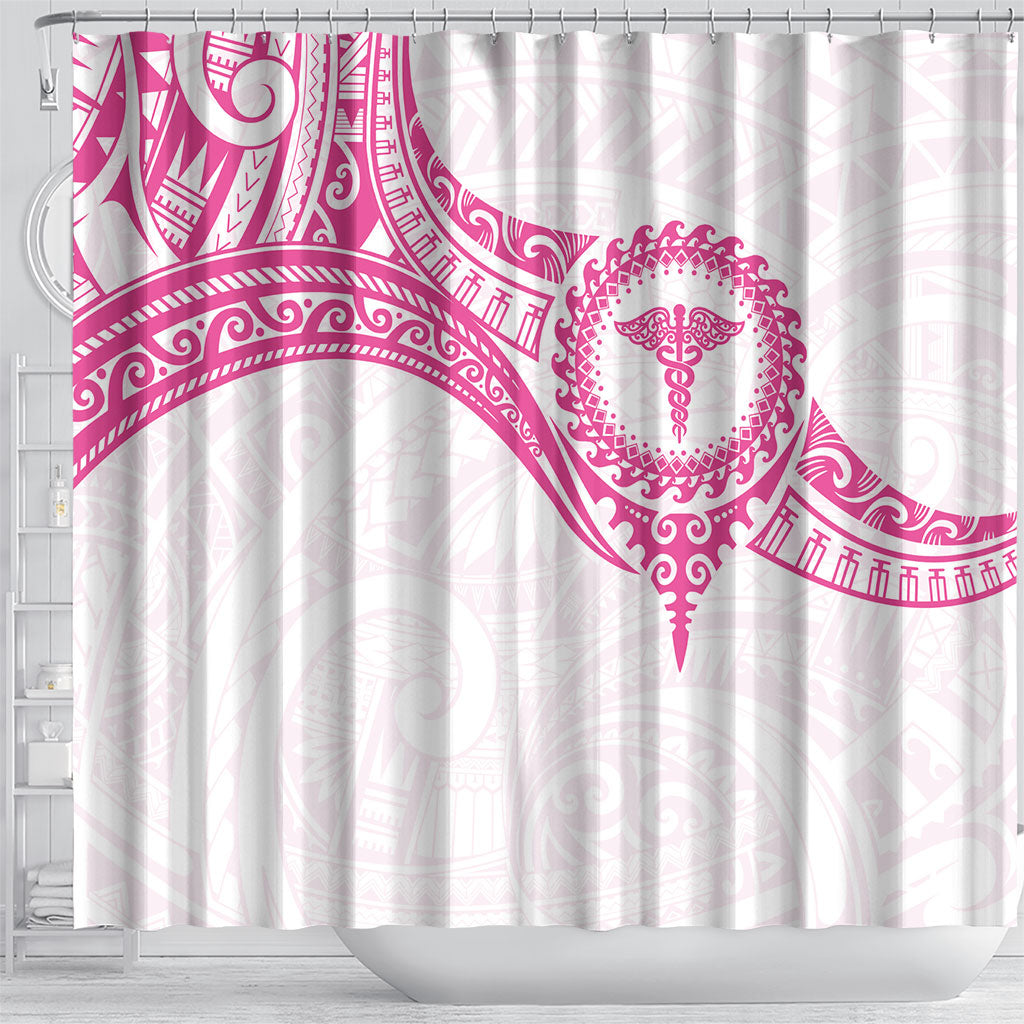 New Zealand Aotearoa Shower Curtain Nurse Tribal Pink Version LT05 - Polynesian Pride