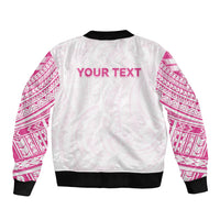 Personalised New Zealand Aotearoa Sleeve Zip Bomber Jacket Nurse Tribal Pink Version LT05 - Polynesian Pride