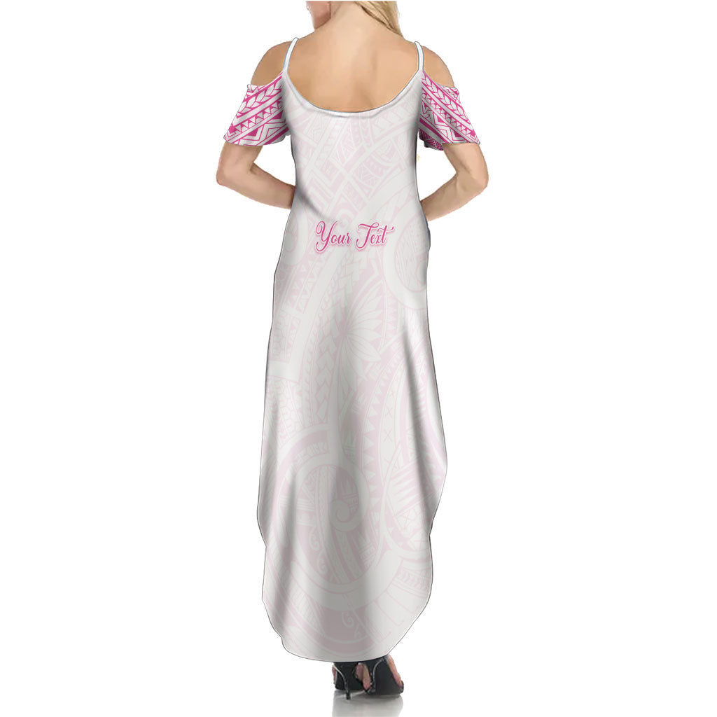 Personalised New Zealand Aotearoa Summer Maxi Dress Nurse Tribal Pink Version LT05 - Polynesian Pride