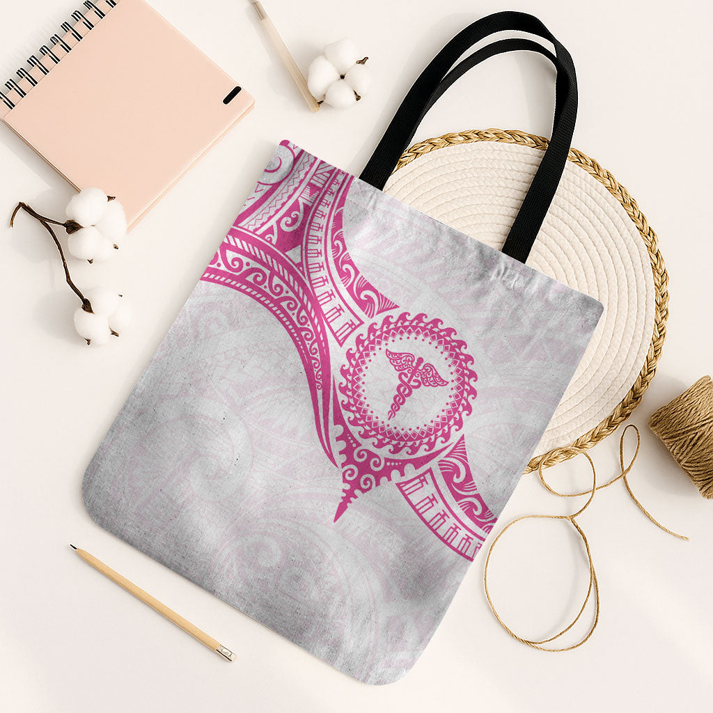 New Zealand Aotearoa Tote Bag Nurse Tribal Pink Version LT05 Black Strap One Size Pink - Polynesian Pride
