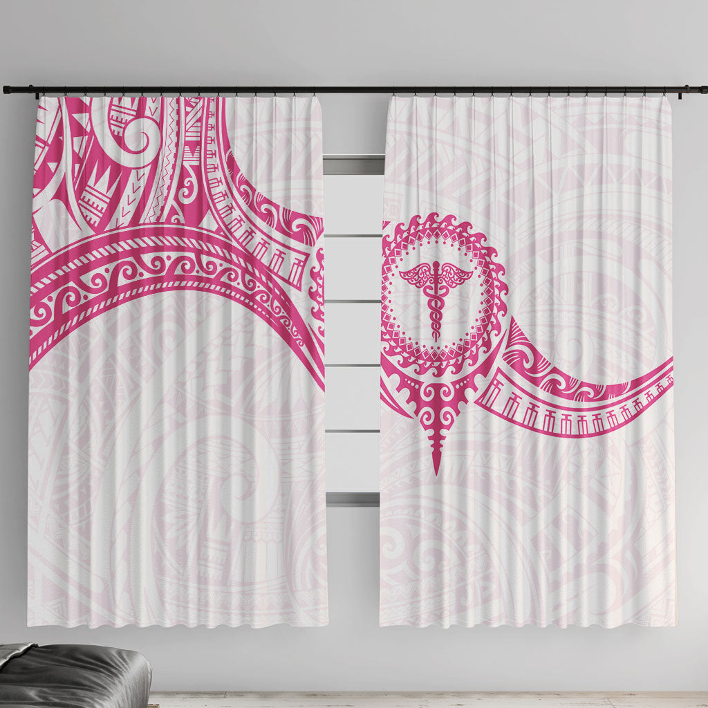 New Zealand Aotearoa Window Curtain Nurse Tribal Pink Version LT05 With Hooks Pink - Polynesian Pride