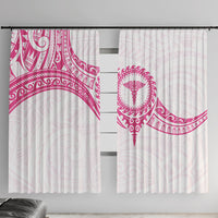New Zealand Aotearoa Window Curtain Nurse Tribal Pink Version LT05 With Hooks Pink - Polynesian Pride