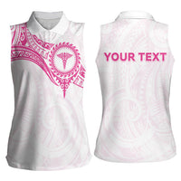 Personalised New Zealand Aotearoa Women Sleeveless Polo Shirt Nurse Tribal Pink Version