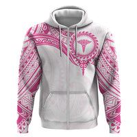 Personalised New Zealand Aotearoa Zip Hoodie Nurse Tribal Pink Version LT05 Zip Hoodie Pink - Polynesian Pride
