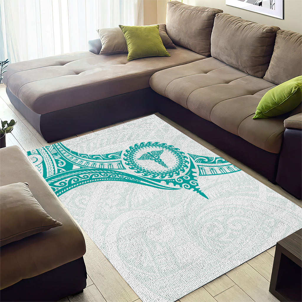 New Zealand Aotearoa Area Rug Nurse Tribal Teal Version LT05 - Polynesian Pride