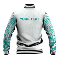 Personalised New Zealand Aotearoa Baseball Jacket Nurse Tribal Teal Version LT05 - Polynesian Pride