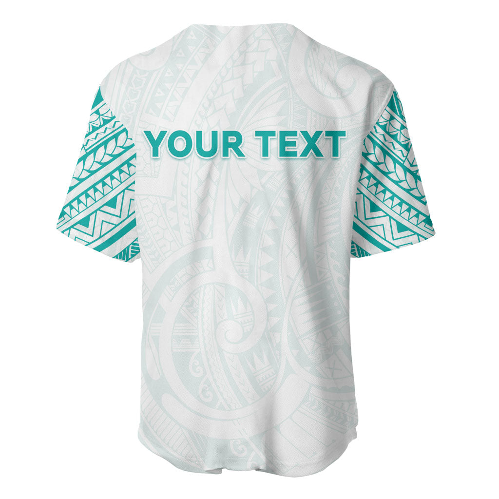 Personalised New Zealand Aotearoa Baseball Jersey Nurse Tribal Teal Version LT05 - Polynesian Pride