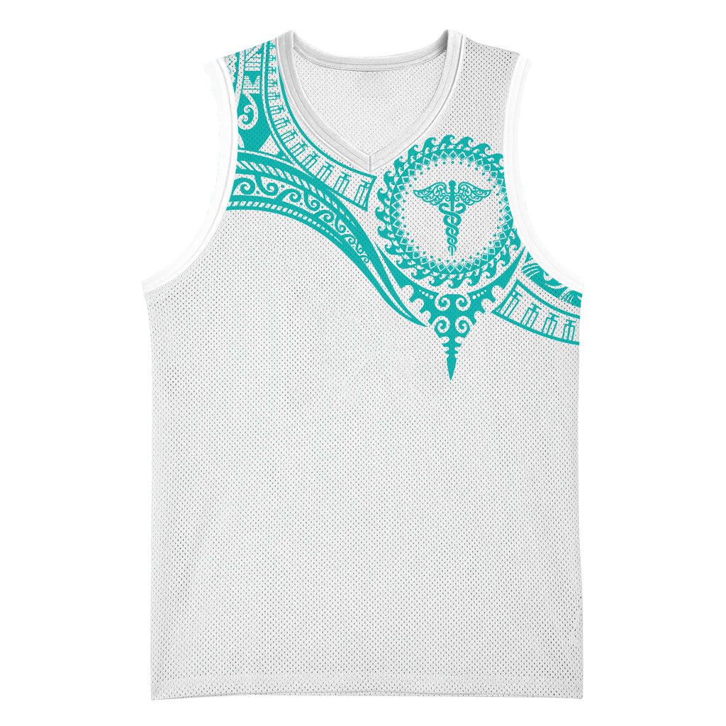 Personalised New Zealand Aotearoa Basketball Jersey Nurse Tribal Teal Version LT05 Unisex Teal - Polynesian Pride