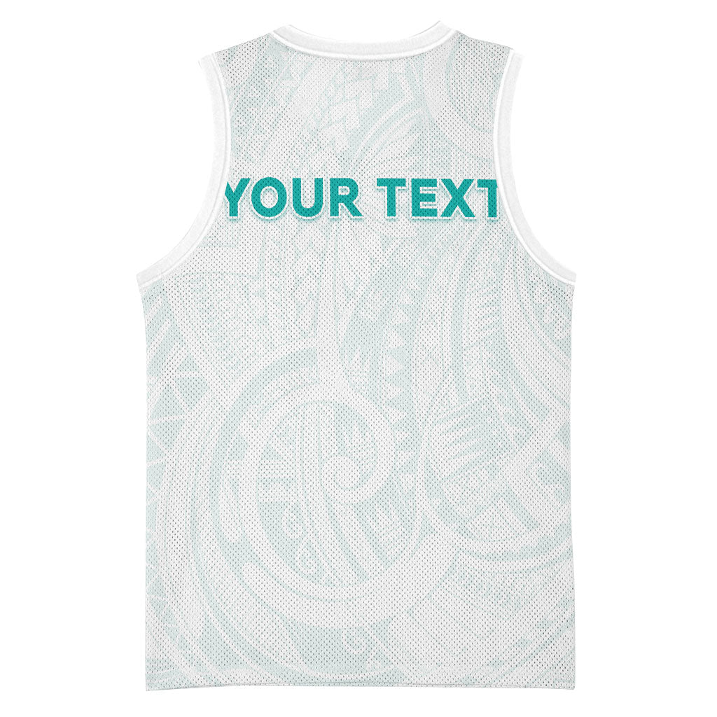 Personalised New Zealand Aotearoa Basketball Jersey Nurse Tribal Teal Version LT05 - Polynesian Pride