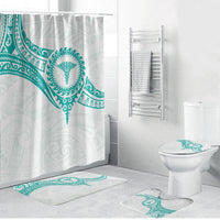 New Zealand Aotearoa Bathroom Set Nurse Tribal Teal Version LT05 Bathroom Set (4 pcs) Teal - Polynesian Pride