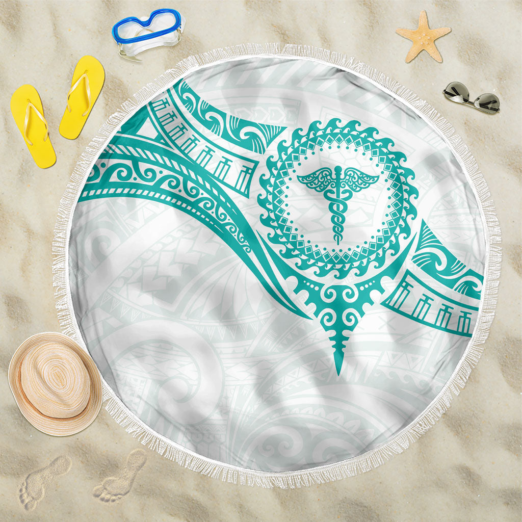 New Zealand Aotearoa Beach Blanket Nurse Tribal Teal Version LT05 One Size 150cm Teal - Polynesian Pride