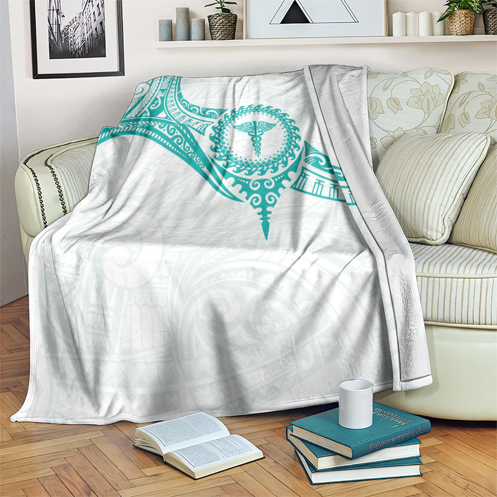 New Zealand Aotearoa Blanket Nurse Tribal Teal Version LT05 Teal - Polynesian Pride