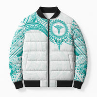Personalised New Zealand Aotearoa Bomber Puffer Jacket Nurse Tribal Teal Version LT05 Unisex Teal - Polynesian Pride