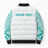 Personalised New Zealand Aotearoa Bomber Puffer Jacket Nurse Tribal Teal Version LT05 - Polynesian Pride