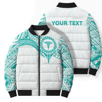 Personalised New Zealand Aotearoa Bomber Puffer Jacket Nurse Tribal Teal Version LT05 - Polynesian Pride