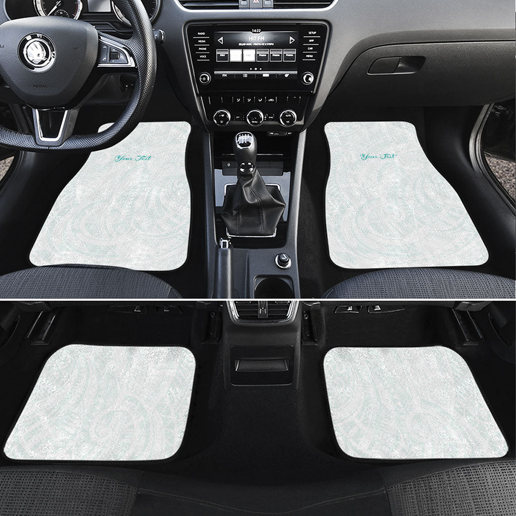 Personalised New Zealand Aotearoa Car Mats Nurse Tribal Teal Version LT05 Set 4pcs Teal - Polynesian Pride