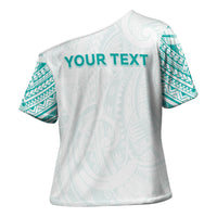 Personalised New Zealand Aotearoa Cross Shoulder Shirt Nurse Tribal Teal Version LT05 - Polynesian Pride