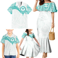 Personalised New Zealand Aotearoa Family Matching Mermaid Dress and Hawaiian Shirt Nurse Tribal Teal Version