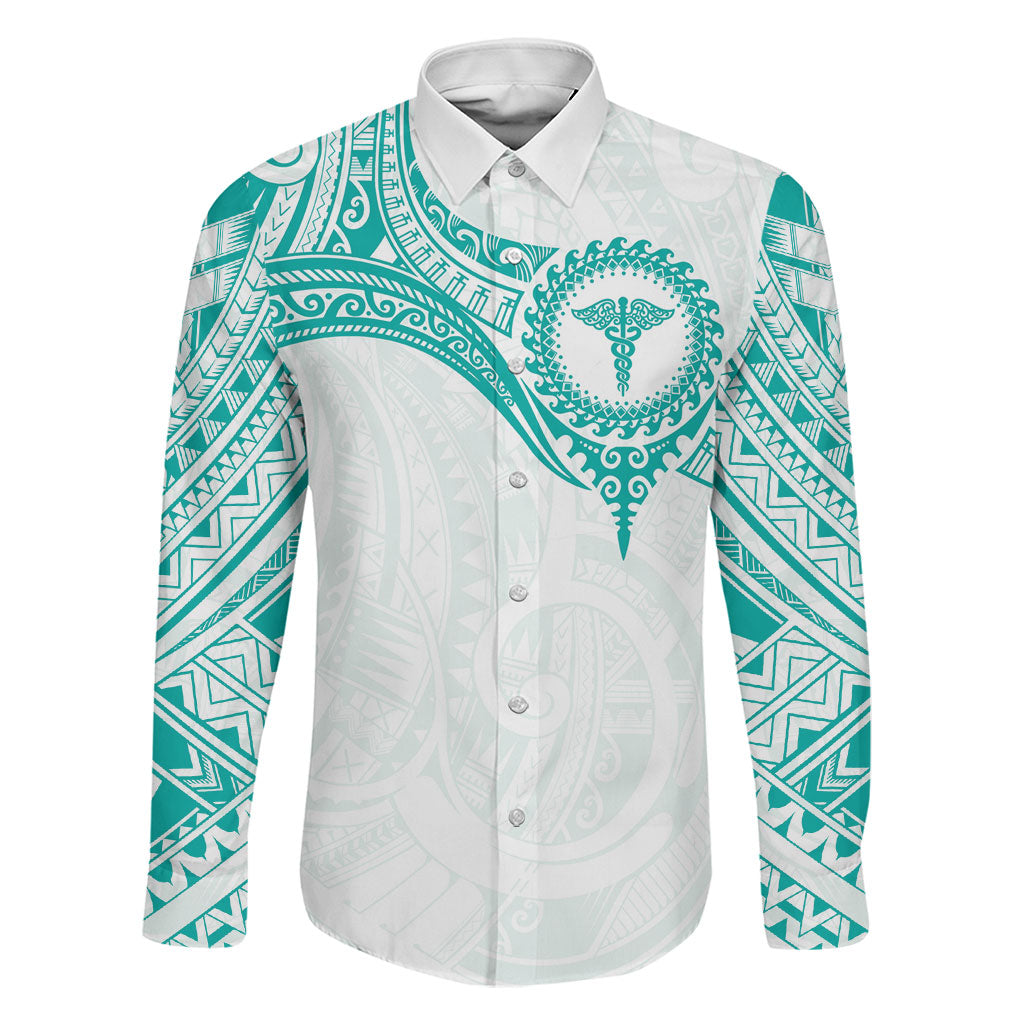 Personalised New Zealand Aotearoa Family Matching Tank Maxi Dress and Hawaiian Shirt Nurse Tribal Teal Version