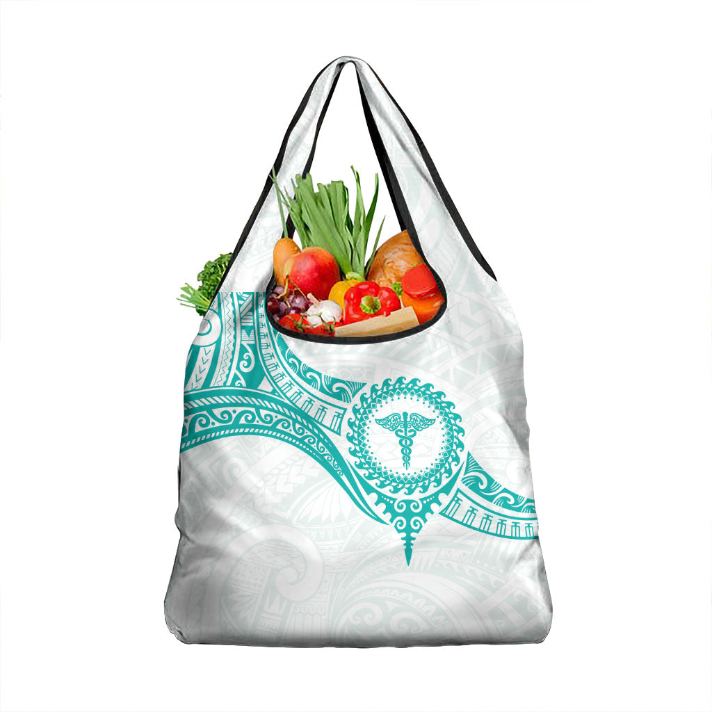 New Zealand Aotearoa Grocery Bag Nurse Tribal Teal Version LT05 1-pack One Size Teal - Polynesian Pride