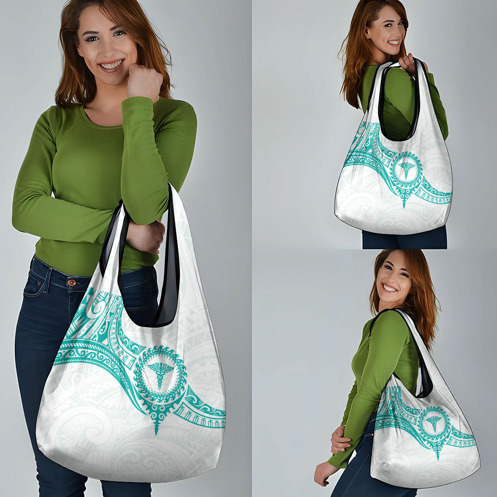 New Zealand Aotearoa Grocery Bag Nurse Tribal Teal Version LT05 - Polynesian Pride