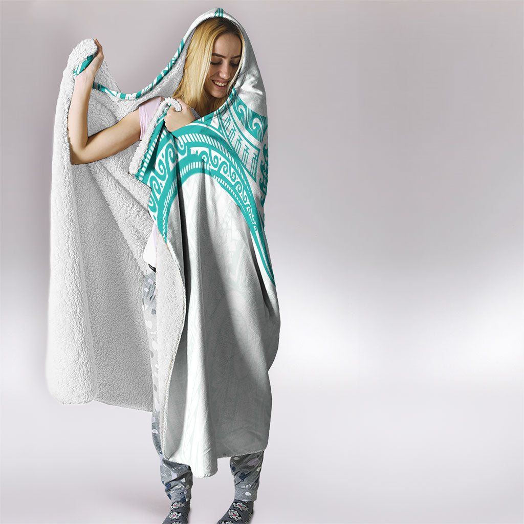New Zealand Aotearoa Hooded Blanket Nurse Tribal Teal Version LT05 - Polynesian Pride