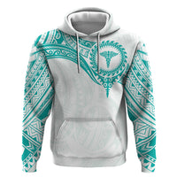 Personalised New Zealand Aotearoa Hoodie Nurse Tribal Teal Version LT05 Pullover Hoodie Teal - Polynesian Pride
