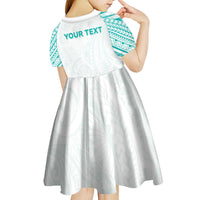 Personalised New Zealand Aotearoa Kid Short Sleeve Dress Nurse Tribal Teal Version