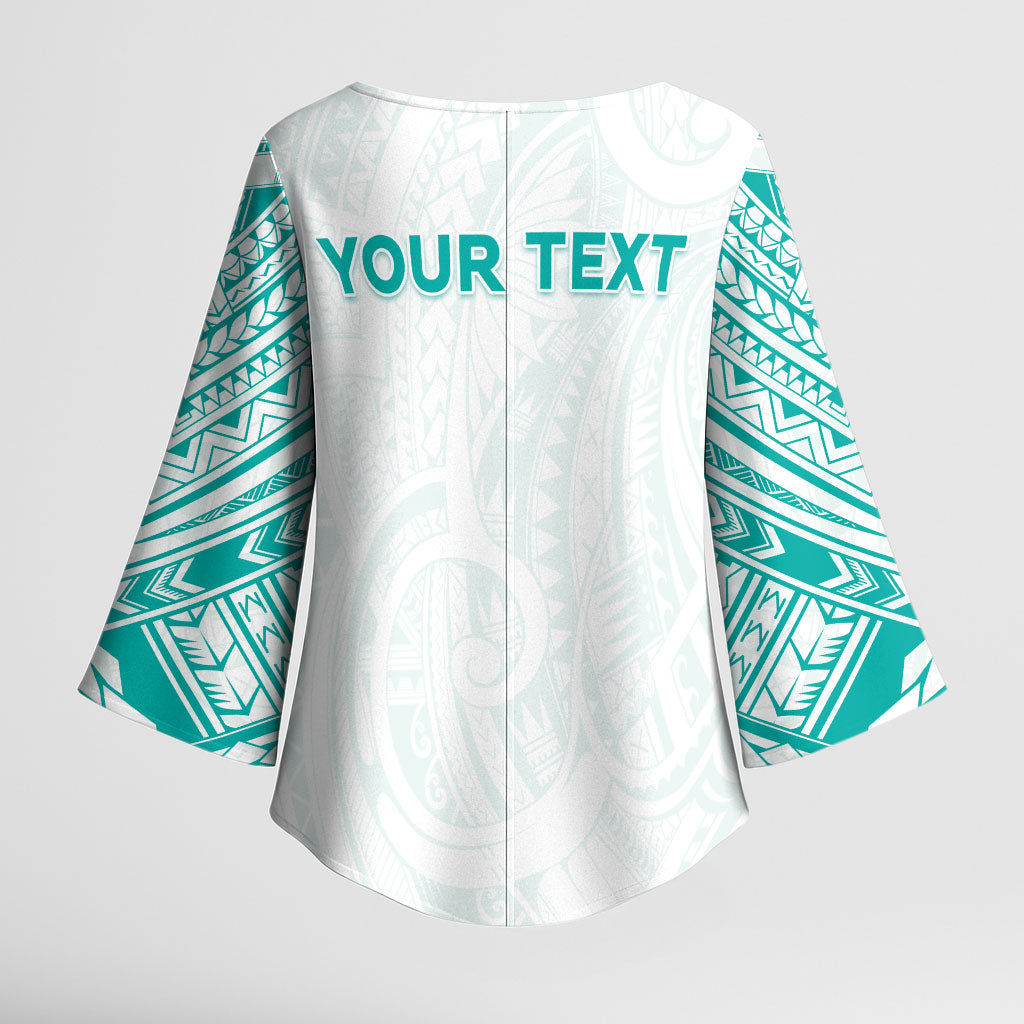 Personalised New Zealand Aotearoa Kimono Sleeve Blouse Nurse Tribal Teal Version LT05 - Polynesian Pride
