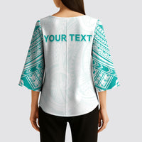 Personalised New Zealand Aotearoa Kimono Sleeve Blouse Nurse Tribal Teal Version LT05 - Polynesian Pride