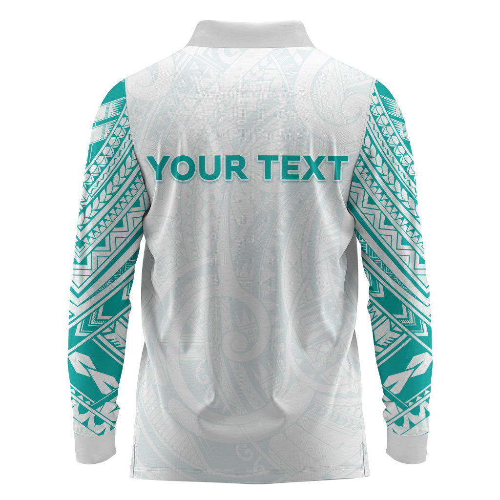 Personalised New Zealand Aotearoa Long Sleeve Polo Shirt Nurse Tribal Teal Version LT05 - Polynesian Pride