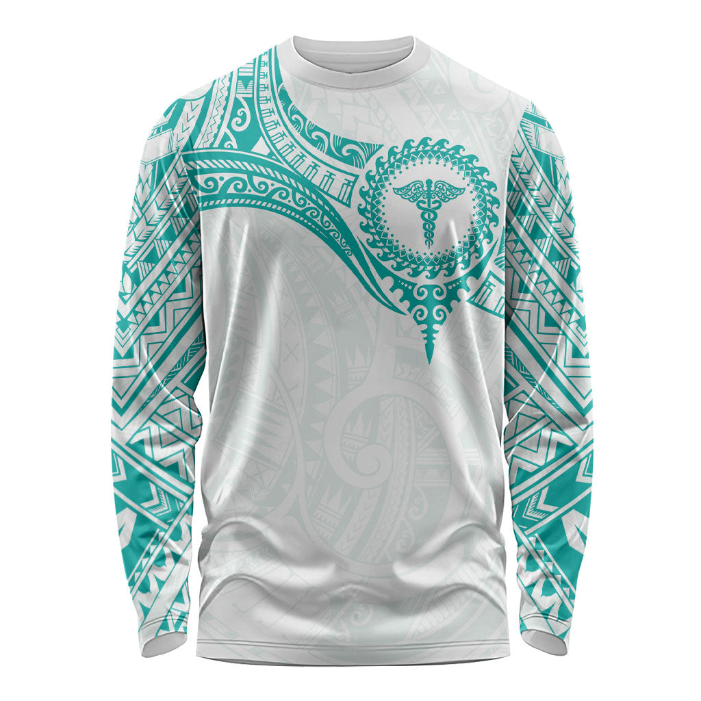Personalised New Zealand Aotearoa Long Sleeve Shirt Nurse Tribal Teal Version LT05 Unisex Teal - Polynesian Pride