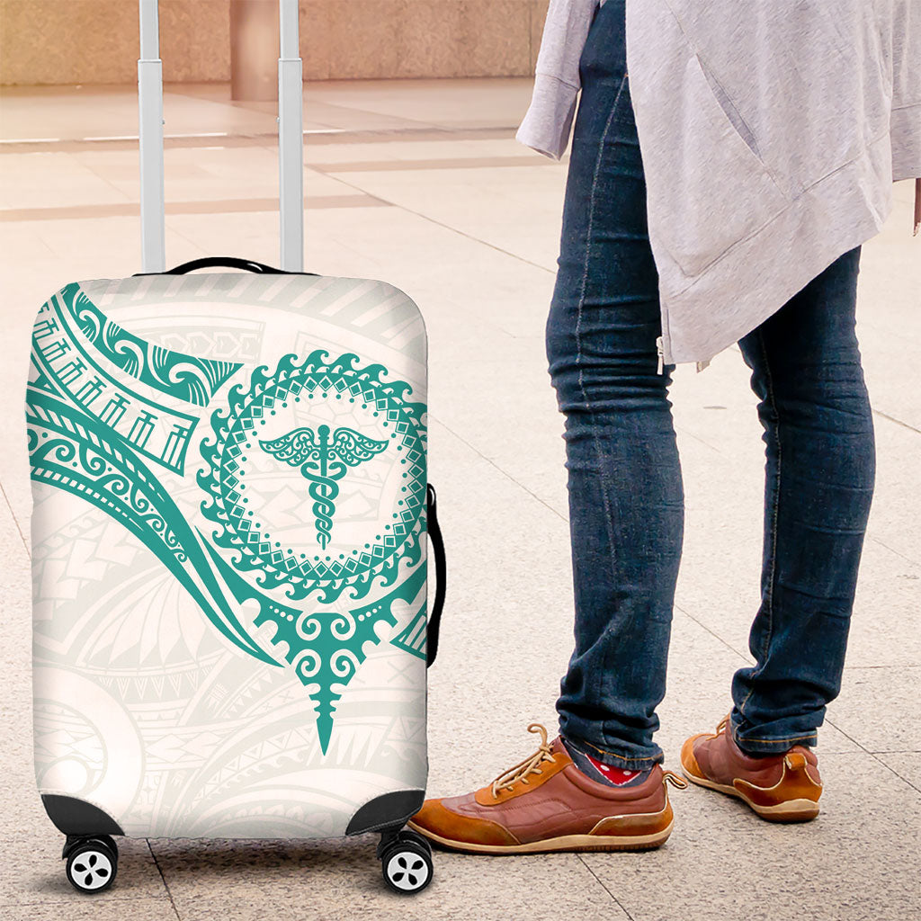 New Zealand Aotearoa Luggage Cover Nurse Tribal Teal Version LT05 Teal - Polynesian Pride