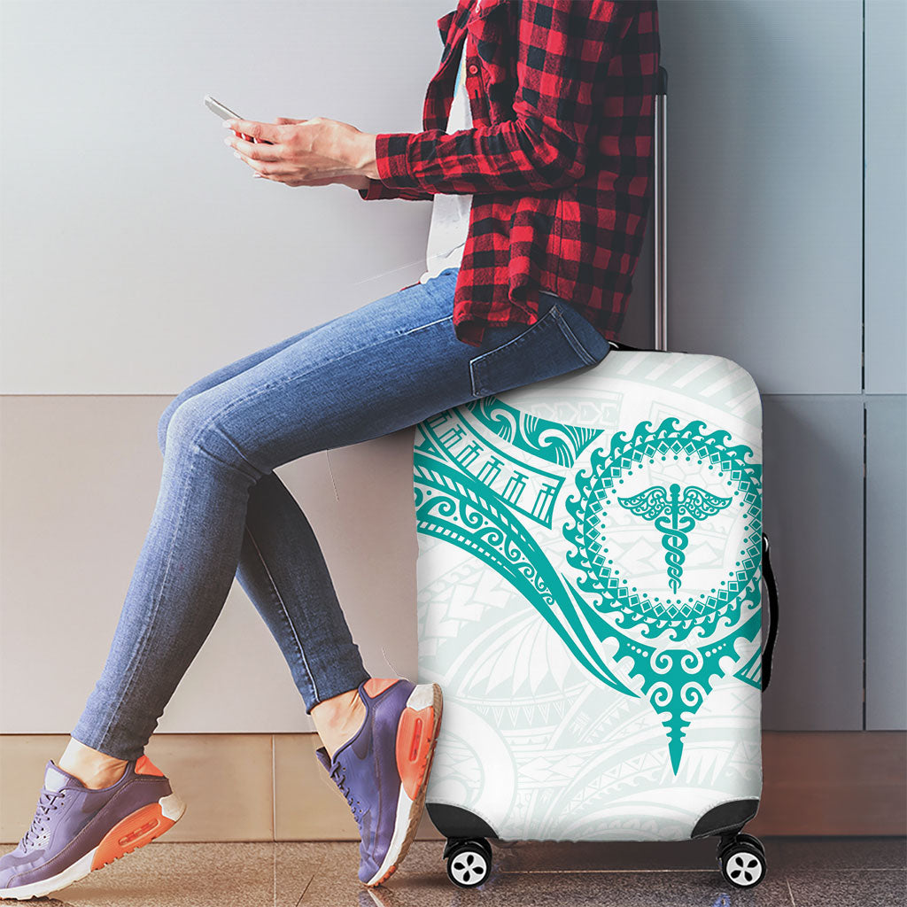 New Zealand Aotearoa Luggage Cover Nurse Tribal Teal Version LT05 - Polynesian Pride