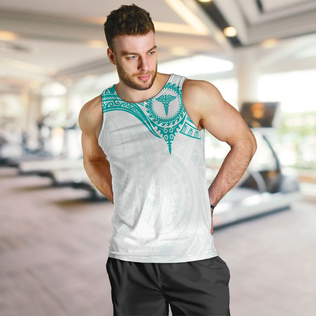 Personalised New Zealand Aotearoa Men Tank Top Nurse Tribal Teal Version LT05 Teal - Polynesian Pride