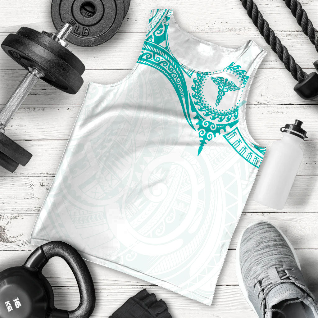 Personalised New Zealand Aotearoa Men Tank Top Nurse Tribal Teal Version LT05 - Polynesian Pride