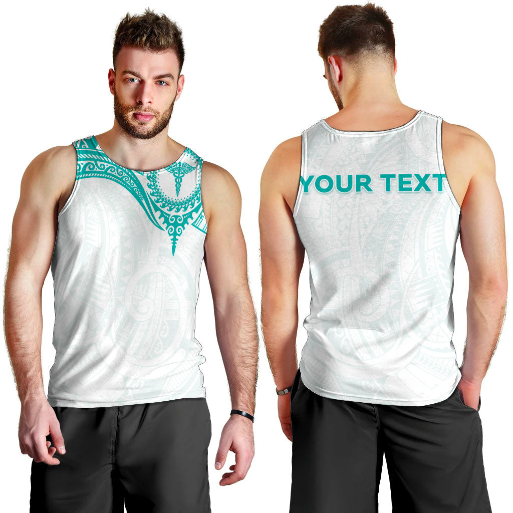 Personalised New Zealand Aotearoa Men Tank Top Nurse Tribal Teal Version LT05 - Polynesian Pride