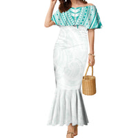 Personalised New Zealand Aotearoa Mermaid Dress Nurse Tribal Teal Version LT05 Women Teal - Polynesian Pride