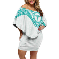 Personalised New Zealand Aotearoa Off Shoulder Short Dress Nurse Tribal Teal Version LT05 Women Teal - Polynesian Pride