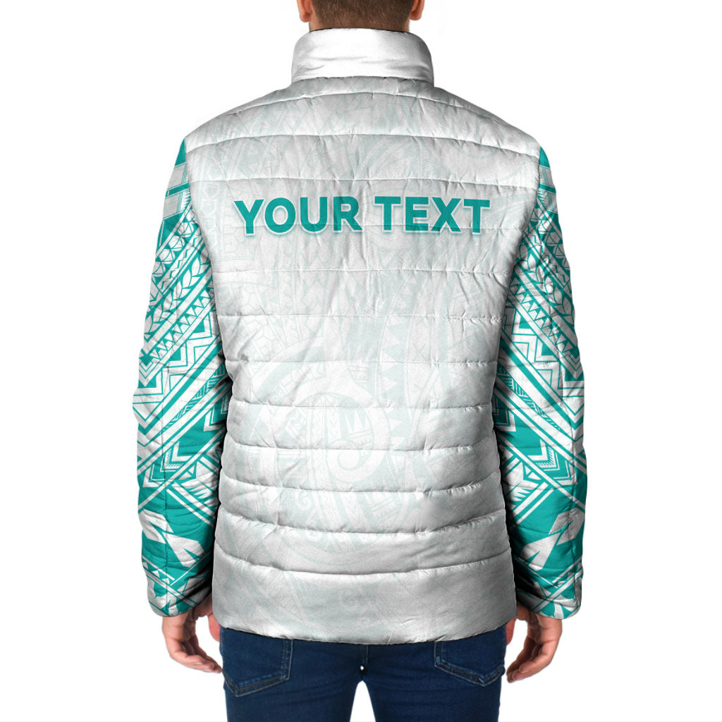 Personalised New Zealand Aotearoa Padded Jacket Nurse Tribal Teal Version LT05 - Polynesian Pride