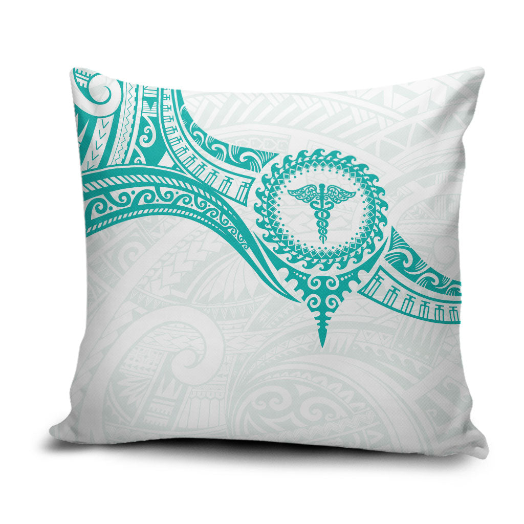 New Zealand Aotearoa Pillow Cover Nurse Tribal Teal Version