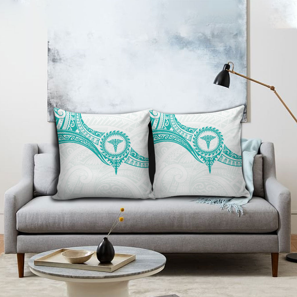 New Zealand Aotearoa Pillow Cover Nurse Tribal Teal Version LT05 - Polynesian Pride