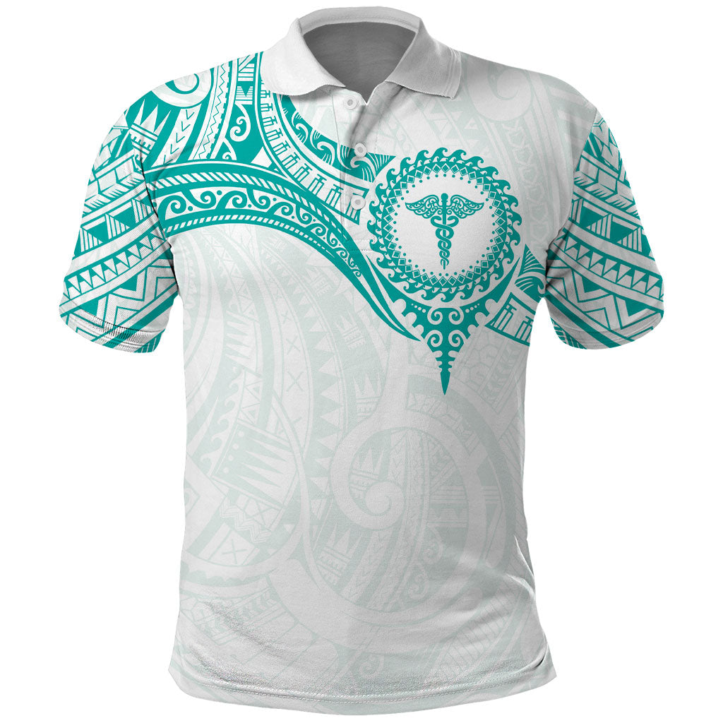 Personalised New Zealand Aotearoa Polo Shirt Nurse Tribal Teal Version