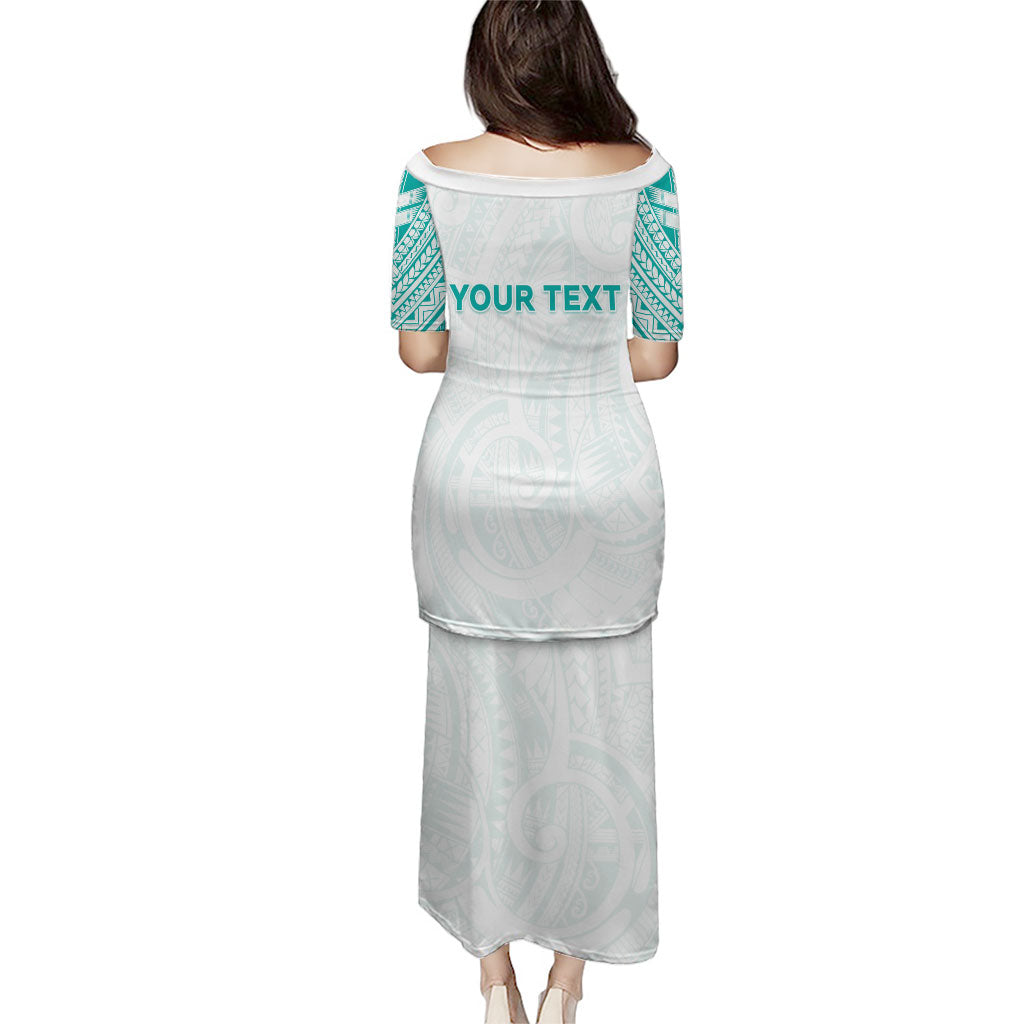 Personalised New Zealand Aotearoa Puletasi Nurse Tribal Teal Version LT05 - Polynesian Pride