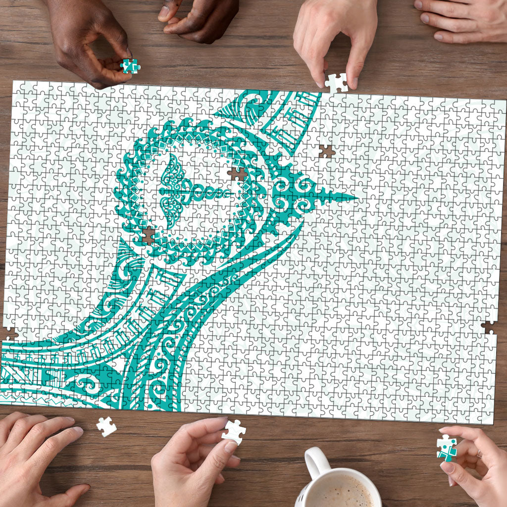 New Zealand Aotearoa Puzzle Nurse Tribal Teal Version LT05 - Polynesian Pride