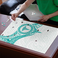 New Zealand Aotearoa Puzzle Nurse Tribal Teal Version LT05 - Polynesian Pride