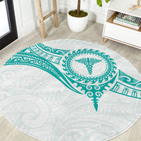 New Zealand Aotearoa Round Carpet Nurse Tribal Teal Version LT05 Teal - Polynesian Pride