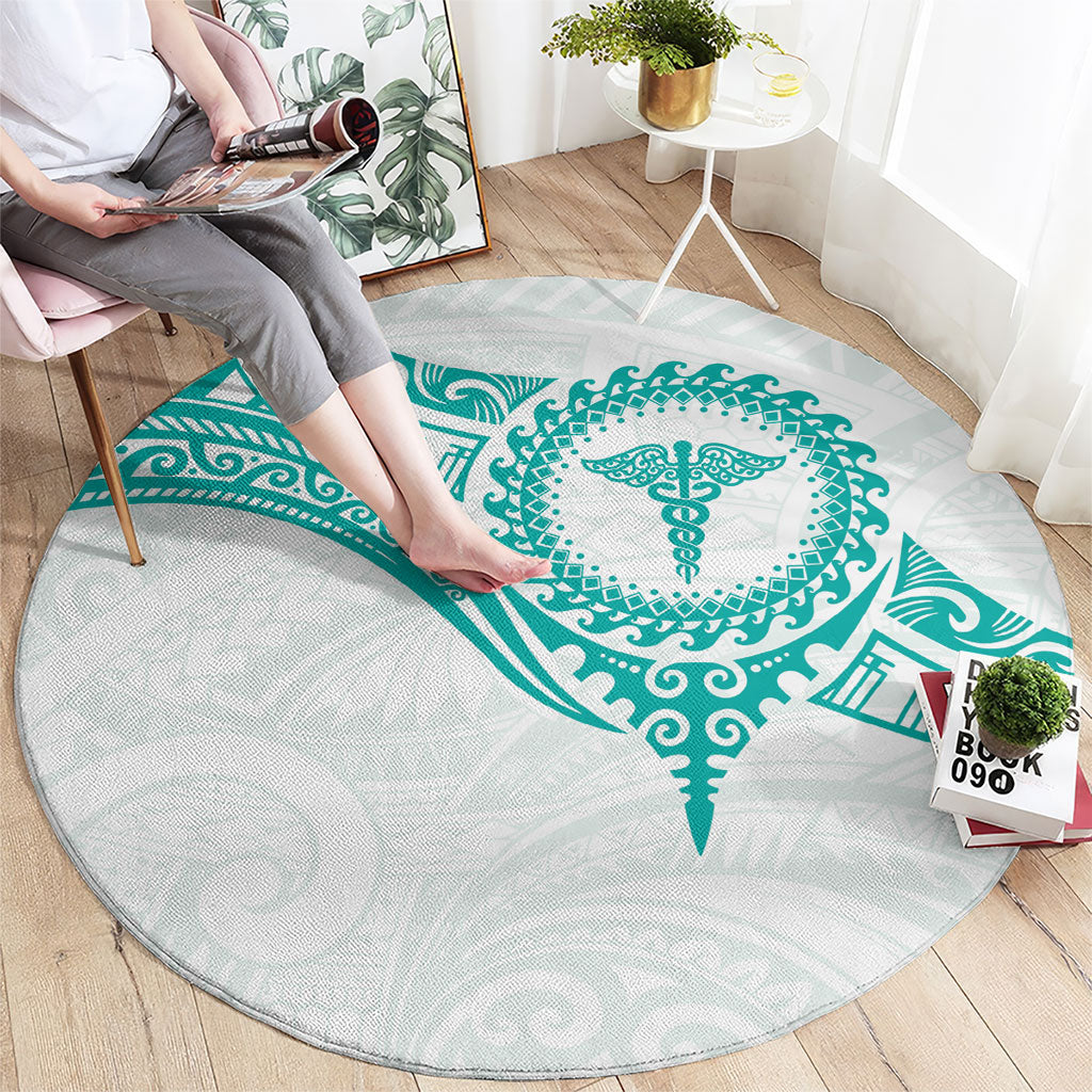 New Zealand Aotearoa Round Carpet Nurse Tribal Teal Version LT05 - Polynesian Pride